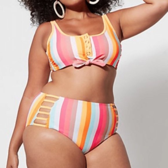 california sunshine Other - NWT California Dunshine Orange multi colorblock striped plus size Bikini Set 3X